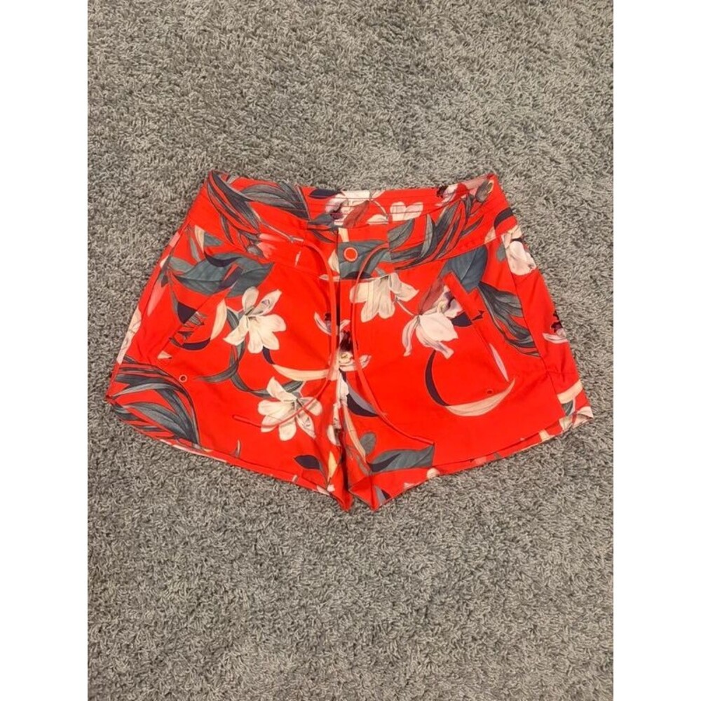 Athleta Red Floral Board Shorts / Water Shorts - Size 2